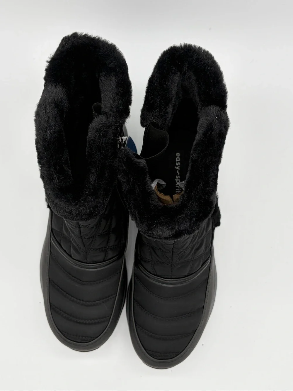 Easy Spirit Black Quilted Faux-Fur Winter Boots